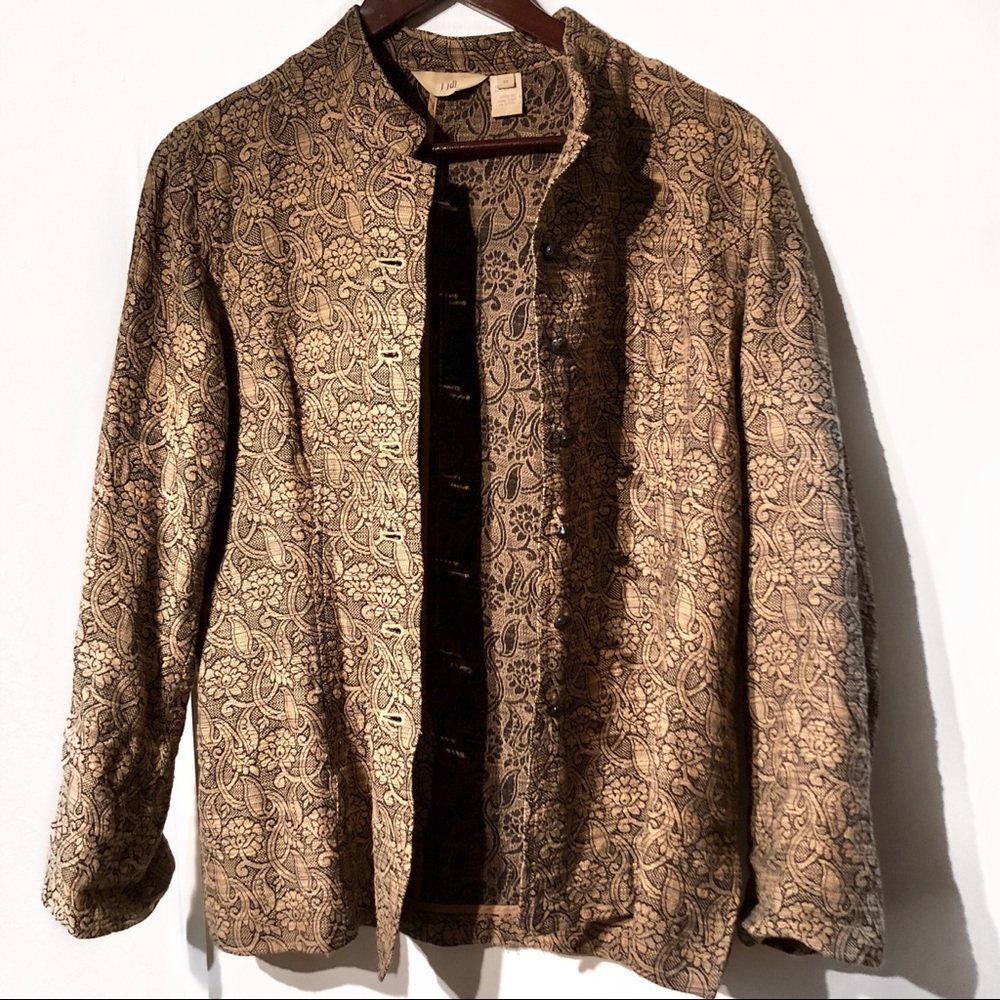 Vintage floral gold/black button down coat